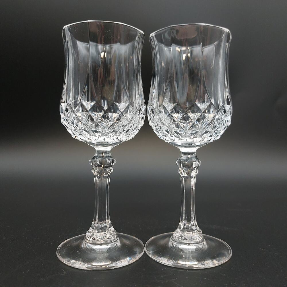 Set of 2 Cristal dArques Longchamp Cordial Glasses 4.5" Crystal Liqueur France